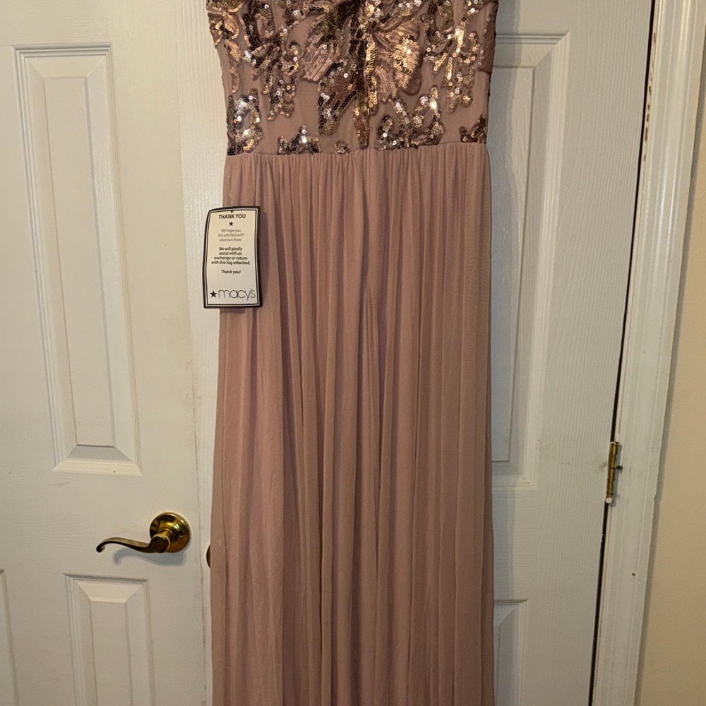 Betsy & Adam Blush Sequin Floral Bodice Maxi Dress - Picture 11 of 15